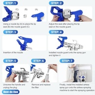 Dent-de-lion Kit de Pulverização Sem Ar 3600 PSI - 16 Peças, 5 Pontas Reversíveis, Extensões e Acessórios - imagem 4
