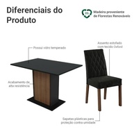 Conjunto de Sala de Jantar com Mesa de Vidro e 4 Cadeiras Rustic - Estilo Moderno e Resistente - imagem 3