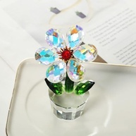 Estátua de Flores de Cristal com Base Transparente - Decoração Elegante e Peso de Papel Artístico - imagem 3