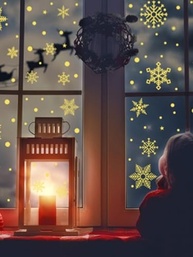 Adesivos de Janela de Flocos de Neve de Natal Dourados com Brilho no Escuro - Decoração Elegante para Férias - imagem 4