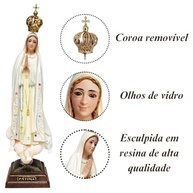 Imagem de Nossa Senhora de Fátima em Resina com Olhos de Vidro - 36cm - imagem 4