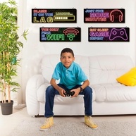 4 Peças Neon Decoração de Jogos para Quarto de Meninos - Placas de Madeira com Frases Motivacionais para Gamer - imagem 5