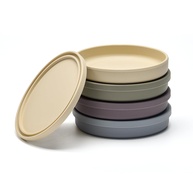 Conjunto de Pratos de Silicone com Tampa - 4 Peças Coloridas Seguras para Micro-ondas e Lava-louças - imagem 1