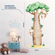 Régua de Crescimento Infantil Bichinhos da Savana - Adesivo Lavável e Seguro para Quarto de Bebê - imagem 3