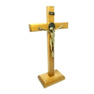 Crucifixo de Mesa São Bento em Madeira Clara 23 cm - Decoração Sagrada com Estilo - imagem 3
