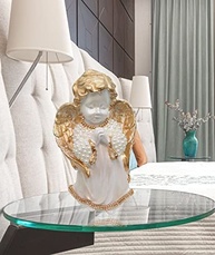 Escultura de Anjo da Guarda em Pérola Branca - Decoração Sagrada para Bebês e Crianças - imagem 3