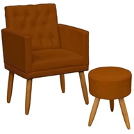 Poltrona Decorativa com Puff resistente moderno para sala de estar Recepção (Terracota) - imagem 1