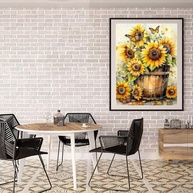 Kit de Arte de Diamantes 5D Girassol e Borboletas - Pintura Criativa para Adultos com Tela 30,5x40,6cm - imagem 5