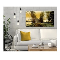 Quadro Decorativo Paisagem do Pôr do Sol com Árvores de Outono 55x100cm - Transforme seu Ambiente com Estilo e Calor - imagem 3