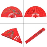Leque Oriental com Desenho de Dragão e Fênix Kung Fu Dança Tai Chin Chuan - Vermelho - imagem 4