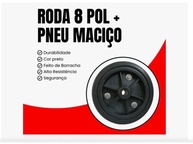 Roda de Borracha Maciça 8" - Alta Durabilidade e Suporte 100kg - imagem 2