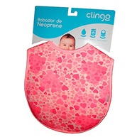 Babadores de Neoprene Clingo com Estampa Hearts Rosa - Bolso Coletor e Segurança Total - imagem 3