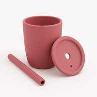 Copo de Treinamento em Silicone Rosa 100ml com Tampa e Canudo - Seguro, Reutilizável e Livre de BPA - imagem 2