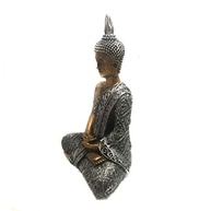 Estátua de Buda Hindu em Resina Dourada e Prateada - 19,5cm | Paz, Espiritualidade e Decoração Elevada - imagem 5