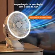 Ventilador de Mesa Portátil Recarregável 2400mAh com LED e 5 Velocidades - imagem 4
