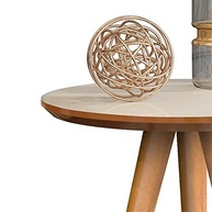 Mesa de Apoio Redonda Classic com Pés Palito - Design Industrial em Off-White e Freijó - imagem 4