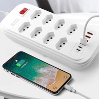 Régua de Extensão Premium: 6 Tomadas, 4 USB-A e 2 USB-C - 2m - imagem 1