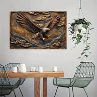 Arte de Parede em Tela Rústica Vintage com Escultura de Águia em Bronze - Pôster 30x45cm Sem Moldura para Decoração de Casa e Escritório - imagem 5