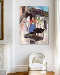 Pôster de Arte em Tela - Gabriele Münter 'Na Varanda' - 80x105cm - Decoração Moderna para Casa - imagem 5