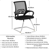 Kit com 2 Cadeiras de Escritório com Encosto em Tela Mesh e Base Fixa - Conforto e Estilo para seu Ambiente de Trabalho - imagem 4