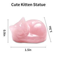 Estátua de Gato Rosa com Cristais de Quartzo Rosa - Decoração de Mesa com Energia Positiva - imagem 3