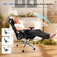 Cadeira Ergonômica de Escritório com Apoio para Pés | Encosto Ajustável 145°, Braços e Cabeça 3D, Suporte Lombar, Até 150kg - imagem 3