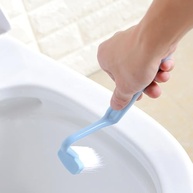 Escova de Vaso Sanitário em Forma de V - Design Curvado para Limpeza de Cantos e Parede, Azul, Pendurável - imagem 2