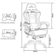 Cadeira Gamer Ergonômica Arcalli com Apoio de Pernas – Conforto Profissional para Escritório - imagem 4