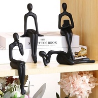 Conjunto de 4 Estátuas de O Pensador Negro - Esculturas de Arte Abstrata para Decoração de Estante - imagem 2