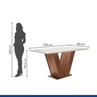 Conjunto Sala de Jantar Espanha Siena Móveis - Mesa 120cm + 4 Cadeiras Estofadas Chocolate - imagem 3
