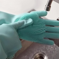 Luva de Silicone de Lavar Louças Esponja Magica Macia Suporte Para Pendurar Resistente Lavagem Prática E-ShopCenter - imagem 5