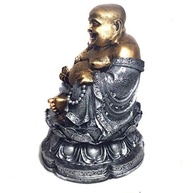 Estátua de Buda Chinês Sorridente da Riqueza com Flor de Lótus 24cm - Prosperidade e Harmonia - imagem 3