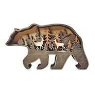 Urso de Madeira Multicamadas MACLARONX - Estatueta Rústica para Decoração de Mesa e Prateleira - imagem 2