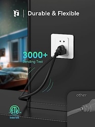 Cabo de Extensão PLUGTUL SJTW 3m Preto - Uso Interno/Externo, 16AWG, 3 Pinos, ETL Listado, 13A, 1625W - imagem 5