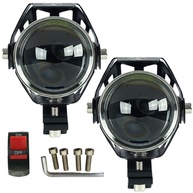 Par de Faróis Auxiliares U5 LED Universal 3 Funções 6000K Branco Strobo para Moto - imagem 1