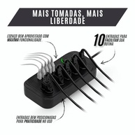Filtro de Linha 5 Tomadas + 4 USB + 1 USB-C 2m Bivolt - Organize e Carregue Tudo! - imagem 5