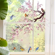 Decalques de Parede Árvore de Flor Rosa com Pássaros – Adesivos Decorativos para Quarto, Sala e Berçário - imagem 5