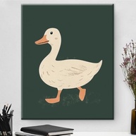 Arte de Parede Emoldurada Ganso Fofo - Pintura Animal de Fazenda para Quarto Infantil 20x25cm - imagem 2