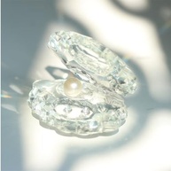 Estátua de Cristal Branco com Pérola - Decoração Elegante em Forma de Concha para Mesa - imagem 4