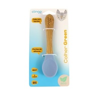 Colher de Bambu e Silicone Azul - Eco-Friendly, Segura e Antimicrobiana para Bebês - imagem 3