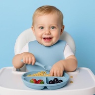 Kit Prato Silicone com Ventosa + Garfo e Colher para Bebê - Seguro, Antiderrapante e Fácil de Limpar - imagem 3