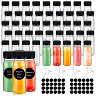 tchrules 24 garrafas de plástico de gengibre de 118 ml, garrafas de suco com tampas para gengibre, extrato de baunilha, canela, mel, pimenta de Caiena, dose de bem-estar, molho picante (48 peças, 60 g - imagem 2