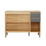 Balcão de Cozinha Itália 120cm com 3 Portas e 2 Gavetas em MDF Amêndoa/Chumbo - imagem 4