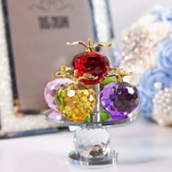 Maçã de Cristal Decorativa com Base Giratória - Estátua de Maçã Facetada 5 Cores para Decoração de Mesa - imagem 3