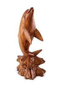 Escultura de Golfinho em Madeira - Decoração Náutica e Tropical para Casa - imagem 5
