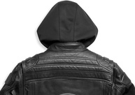 Jaqueta masculina de couro bovino genuíno de grão superior com elos de passagem de couro preto, jaqueta de motociclista com aberturas para motociclistas, cafe Racer - imagem 5