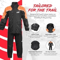 HWK Roupa de chuva de motocicleta para homens e mulheres, jaqueta e calça refletiva impermeável (alaranjado, GG) - imagem 5