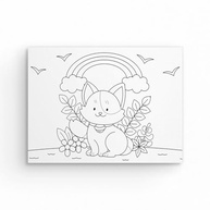 Tela para Pintura Infantil Gato - Canvas 20x15cm com Moldura de Madeira - imagem 2