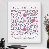 Verso da Bíblia Isaías 40:8 - Arte de Parede Cristã em Tela 20x25cm | Decoração Religiosa Inspiradora - imagem 1