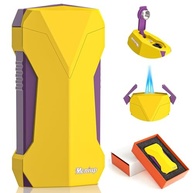 Moniup Isqueiro de Tocha Tudo-Em-Um com Chamas Duplas, Furador Integrado, Orifícios de Resfriamento, Janela de Combustível, Lindo Presente para Festival, Isqueiros de Butano Recarregáveis À Prova de V - imagem 2